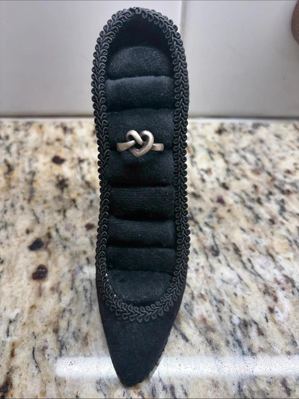 Sterling Silver Knot Ring on Black Velvet Display